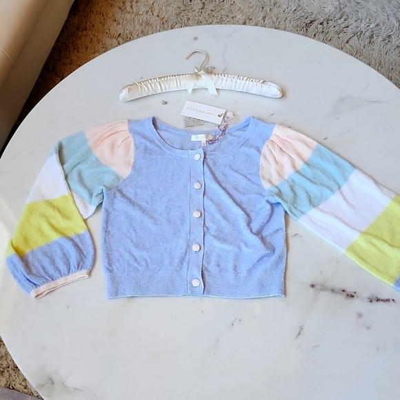 NWT LoveShackFancy Aidyn Crop Cardigan in pastel rainbow size medium - Picture 8 of 17